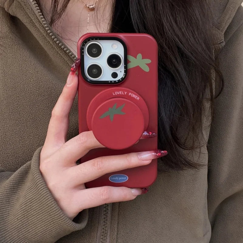 Cute Cartoon Tomato Magnetic Phone Grip Holder for iPhone 15 & MagSafe