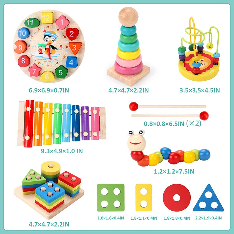 Wooden Montessori Toys Set for Kids 3-6 Years Educational Development Gift