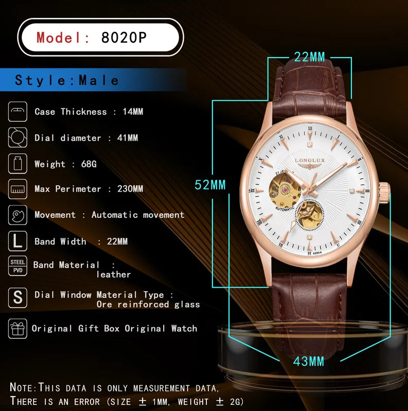 Automatic Skeleton Watch Men Waterproof Mechanical Wristwatch Gift for Men