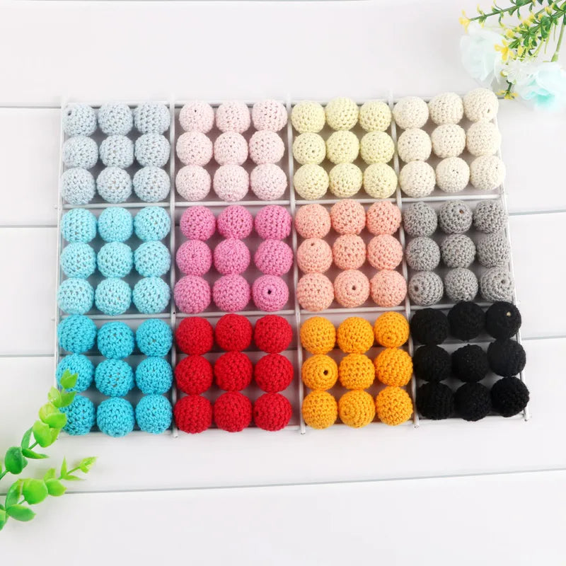 15pcs Round Knitted Yarn Beads for Jewelry Making Charms & Accessories