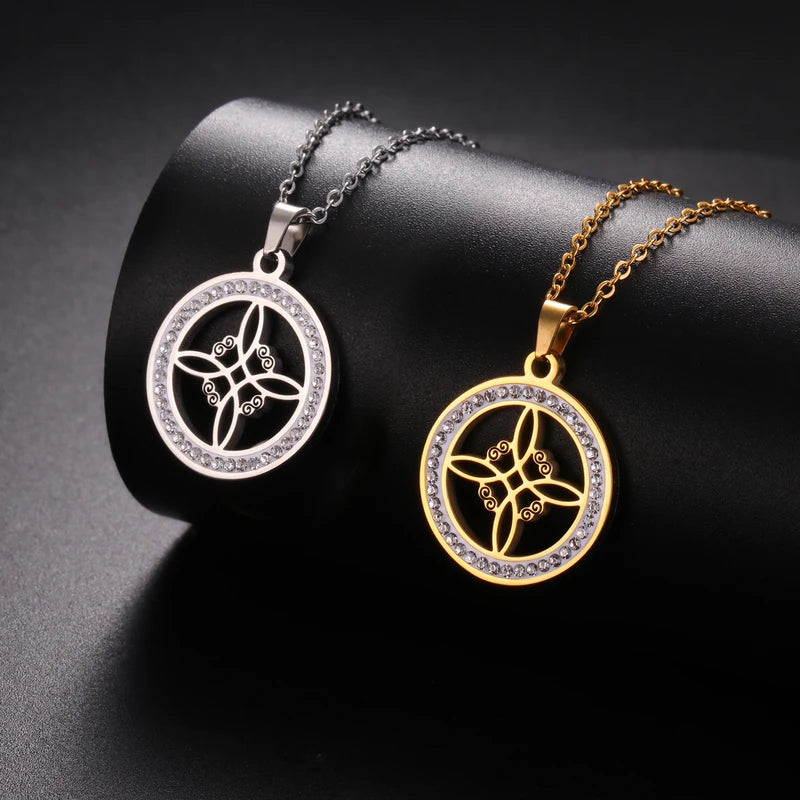 Ladies' Celtic Witch Knot Pendant Necklace Stainless Steel Talisman Jewelry