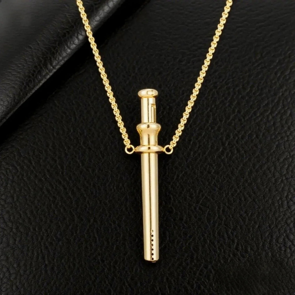 Stress Relief Meditation Necklace with Whistle Stainless Steel Pendant & Chain