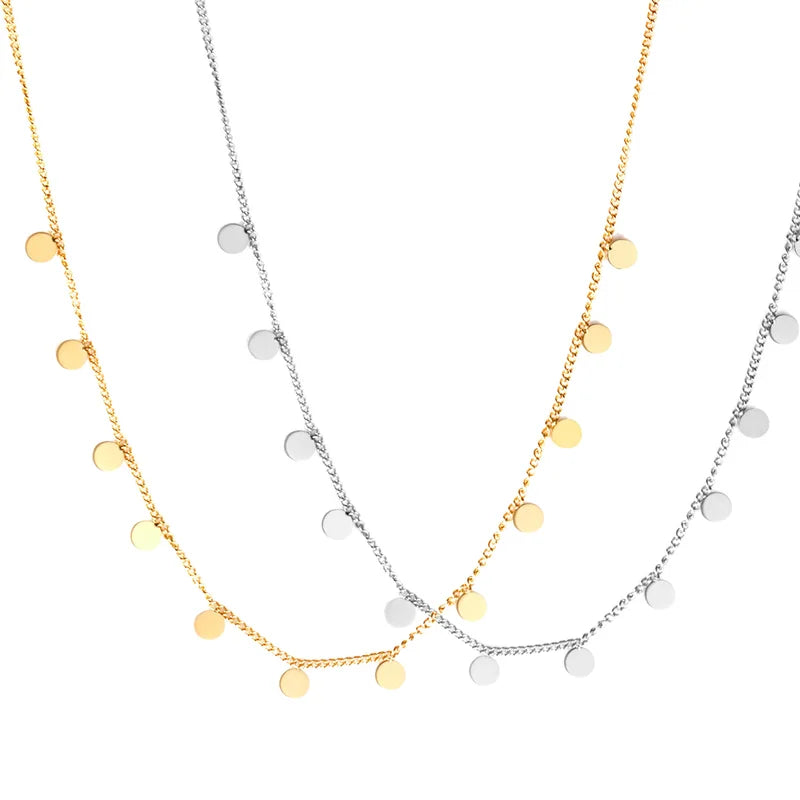 Vintage Mini Round Coin Charm Choker Necklace for Women & Girls Gold Silver