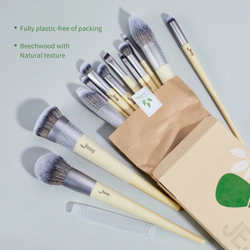 Vegan Makeup Brush Set 12PCS - Synthetic Foundation Eye Blending Face