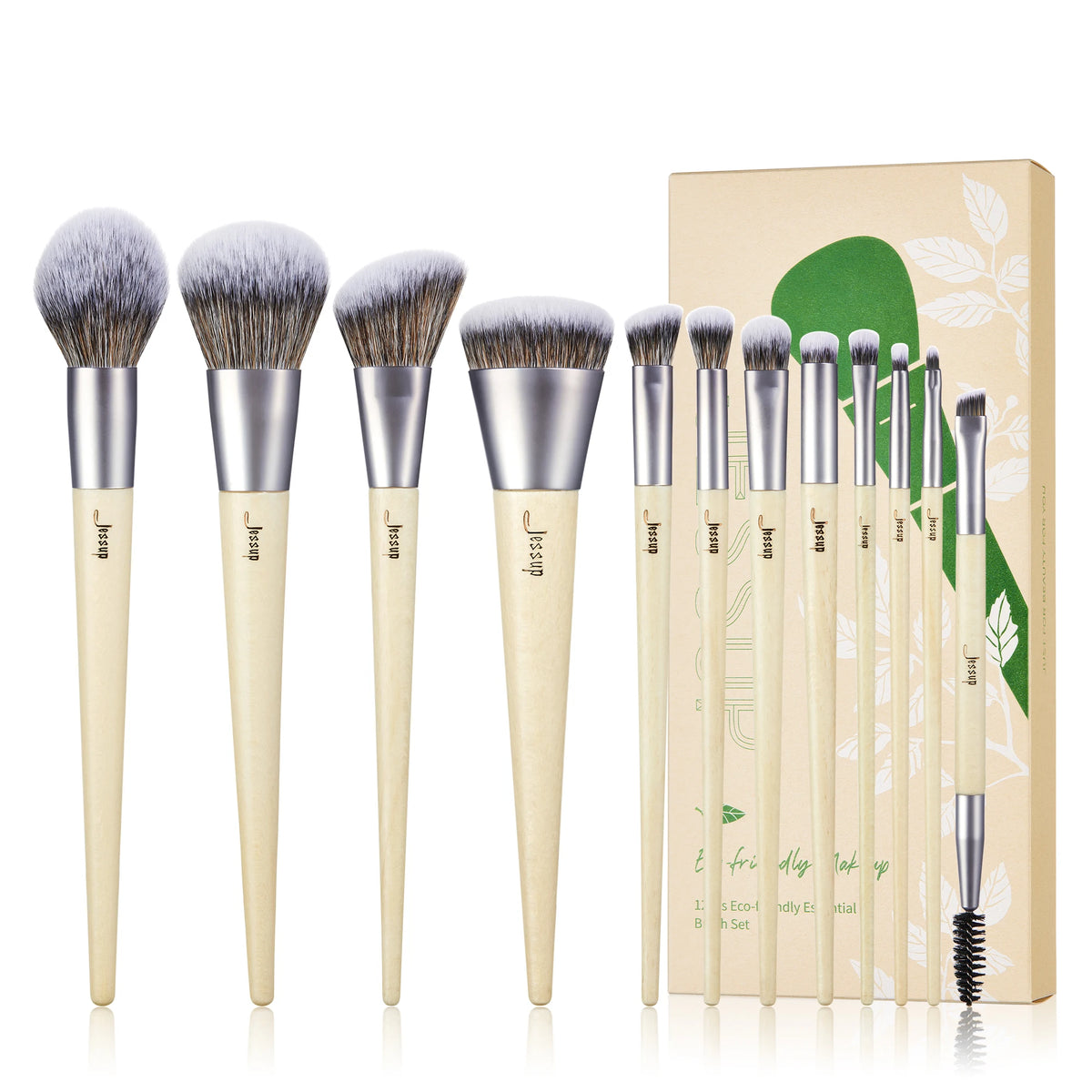 Vegan Makeup Brush Set 12PCS - Synthetic Foundation Eye Blending Face