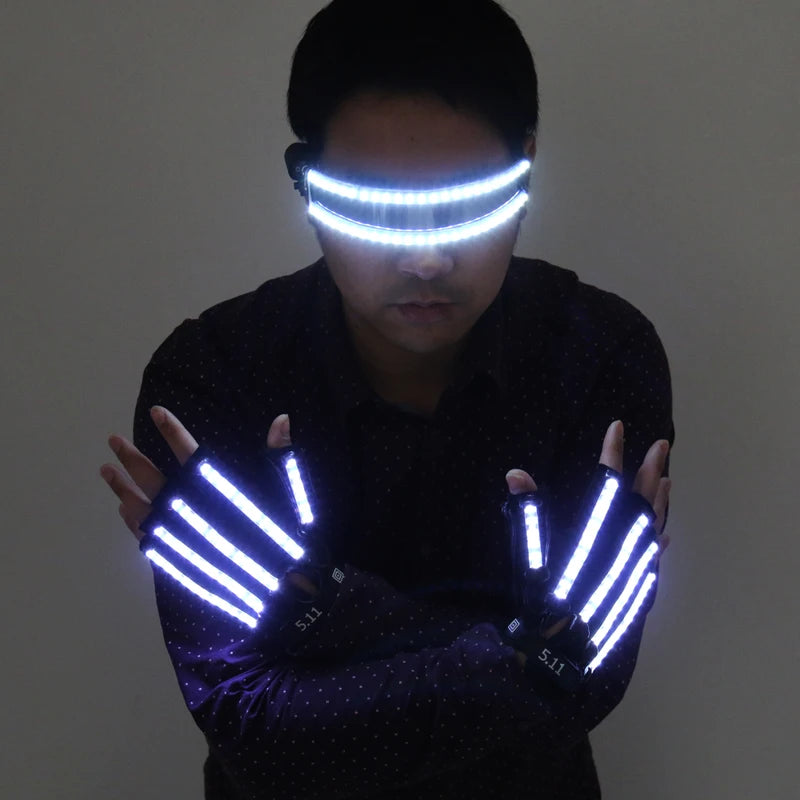 LED Glow Gloves Flashing Finger Lights for Parties Halloween Rave Light Gloves