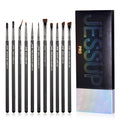Professional Eyeliner Brush Set - 11 Pcs Fine, Angled, Flat, Waterline for Makeup Artists