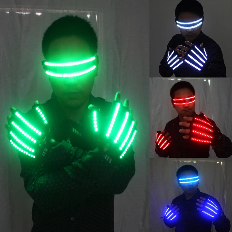 LED Glow Gloves Flashing Finger Lights for Parties Halloween Rave Light Gloves
