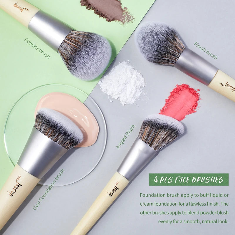 Vegan Makeup Brush Set 12PCS - Synthetic Foundation Eye Blending Face
