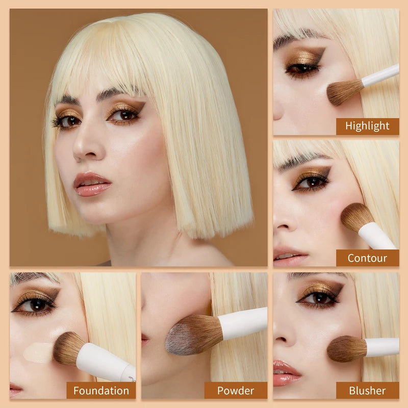 14-Piece Synthetic Makeup Brush Set for Face & Eyes - Cruelty-Free, Professional Quality