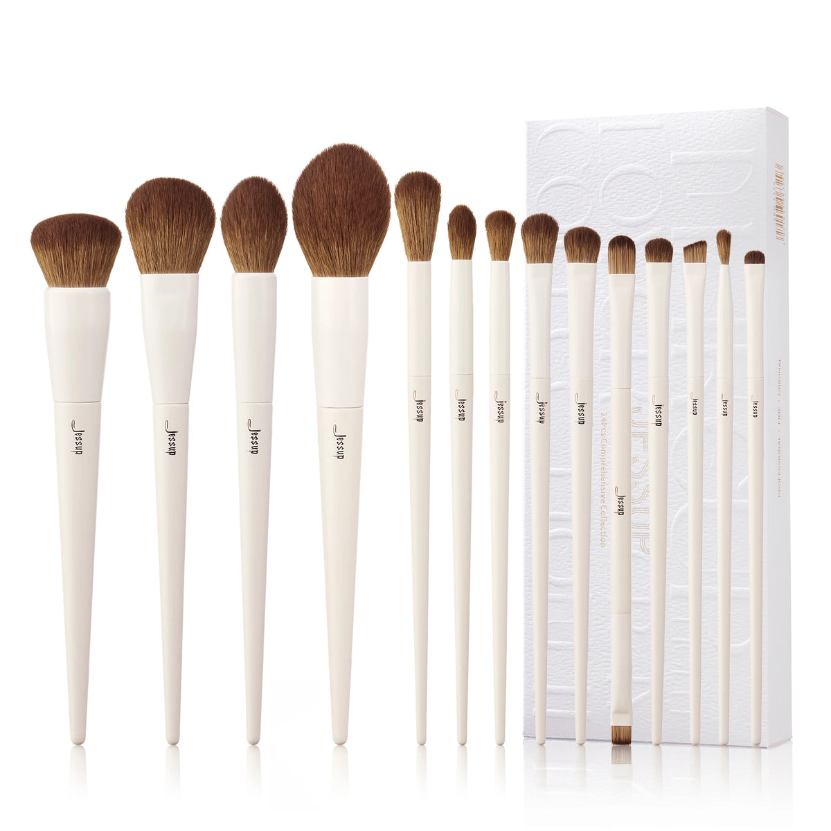 14-Piece Synthetic Makeup Brush Set for Face & Eyes - Cruelty-Free, Professional Quality