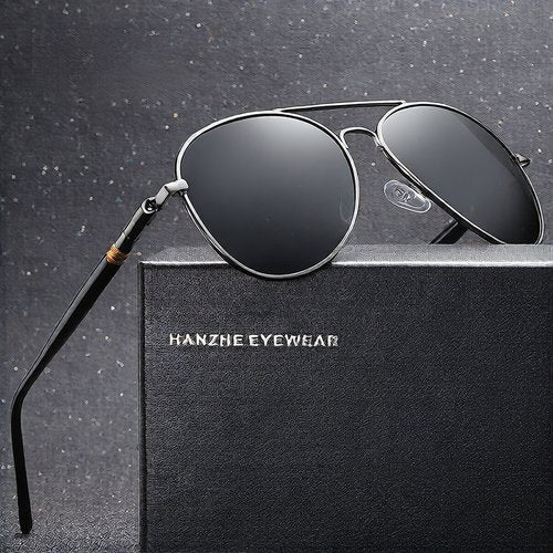 Handmade Retro Polarized Aviator Sunglasses UV400 Protection Metal Frame for Men