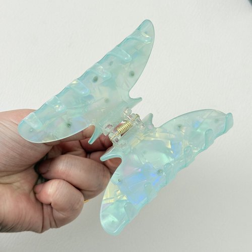 Handmade Diamond Butterfly Floral Hair Clip Elegant PVC Fan Shape Jaw Clip
