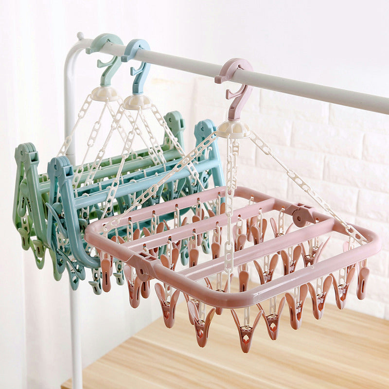 Windproof Clothes Drying Rack with Plastic Clips