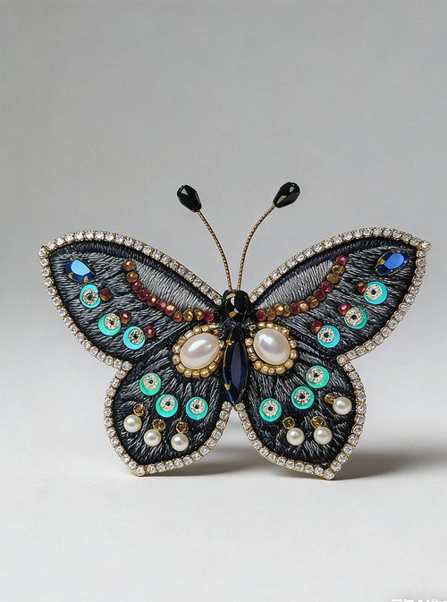Handmade Embroidered Butterfly Hair Clip - Luxury Rhinestone Retro Hairpin