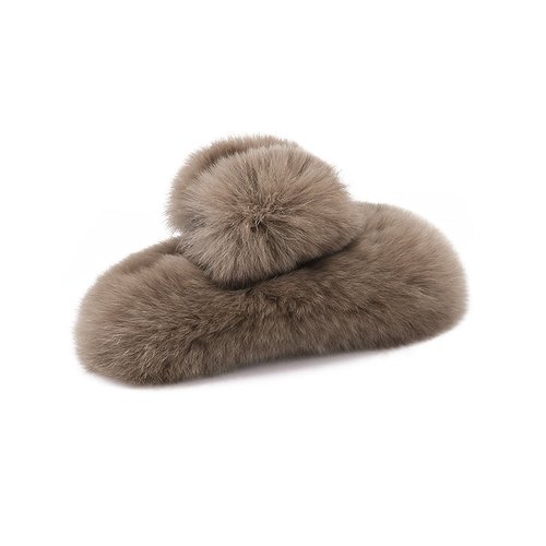 Handmade Rex Rabbit Fur Shark Claw Clip Soft Luxurious Plush Hair Accessory
