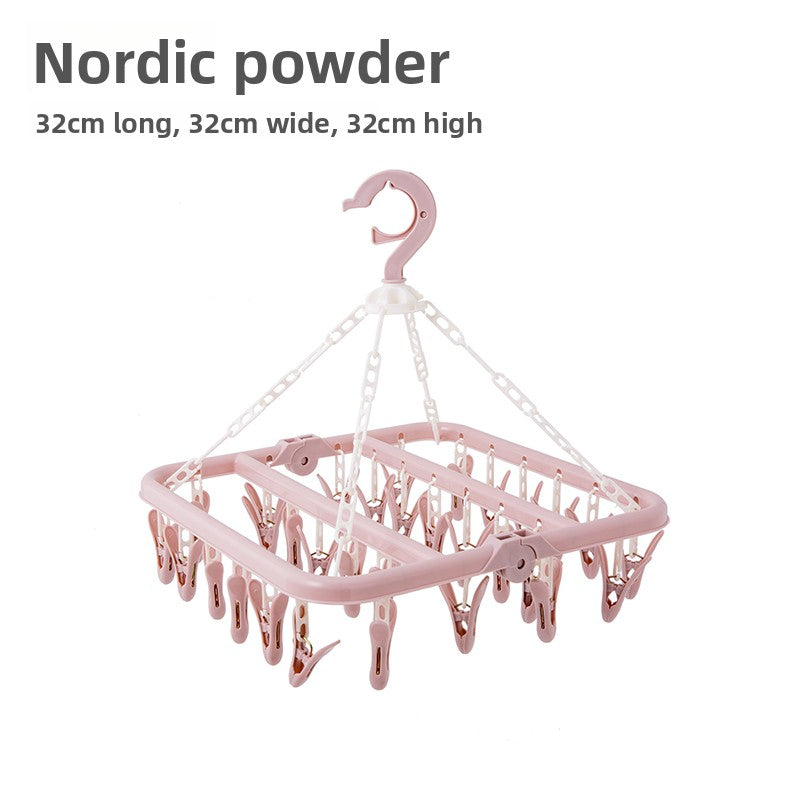 Windproof Clothes Drying Rack with Plastic Clips
