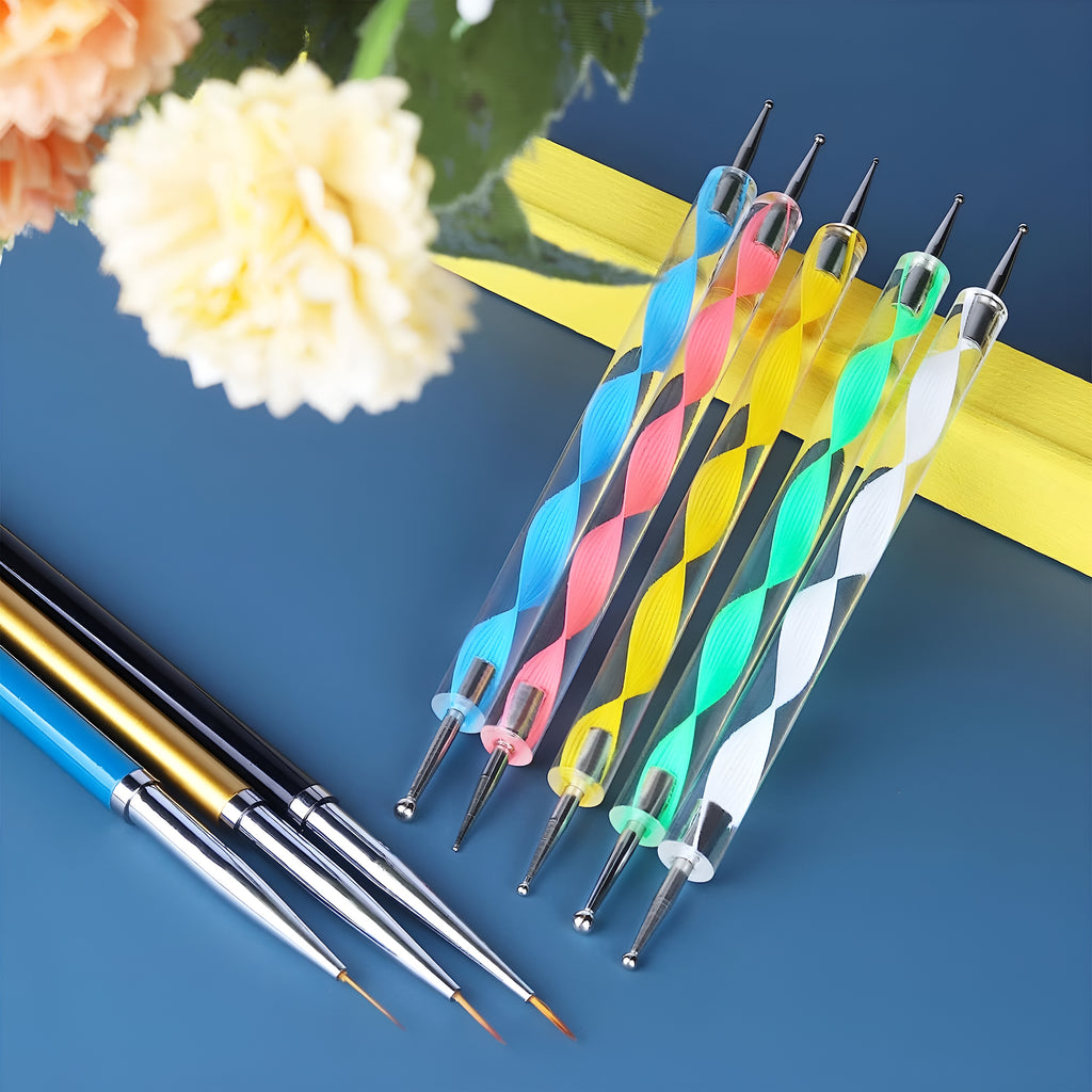 20-Piece Nail Art Brush and Dotting Tools Set for Professional & DIY Designs