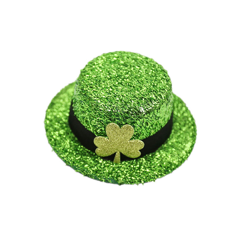 St. Patrick's Day Mini Clover Hat Hair Clip - Festive Irish Green Hairpin