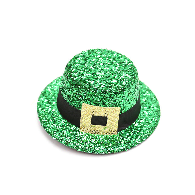 St. Patrick's Day Mini Clover Hat Hair Clip - Festive Irish Green Hairpin