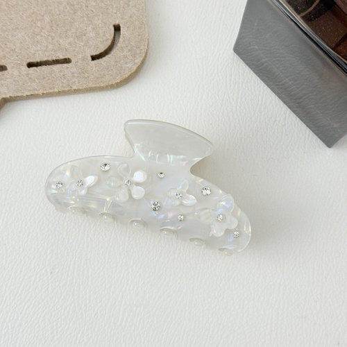 Handmade Diamond Butterfly Floral Hair Clip Elegant PVC Fan Shape Jaw Clip