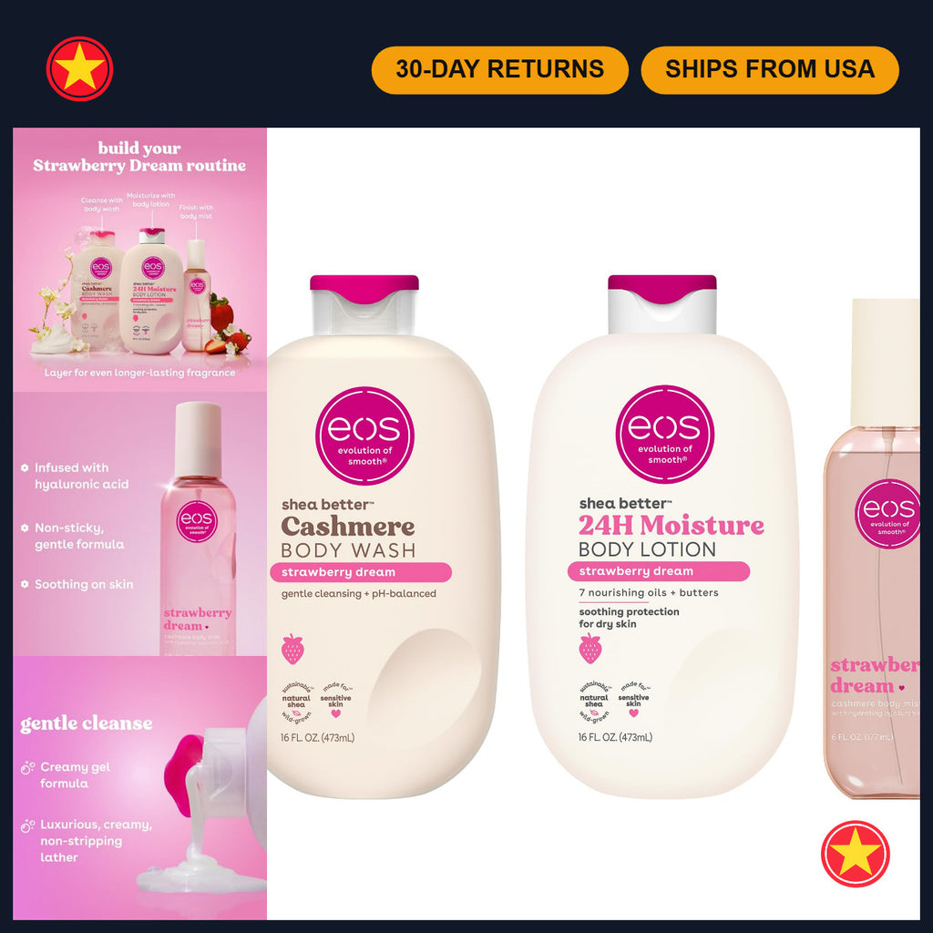 Strawberry Body Wash, Body Mist & Lotion Set - Fragrance Gift Set