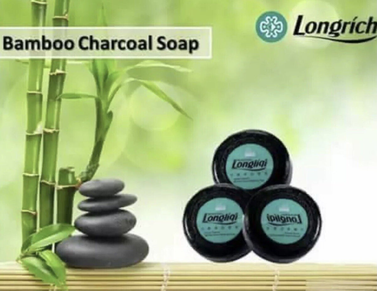 Bamboo Charcoal Brightening Black Soap for Acne & Dark Spots - 3x100g