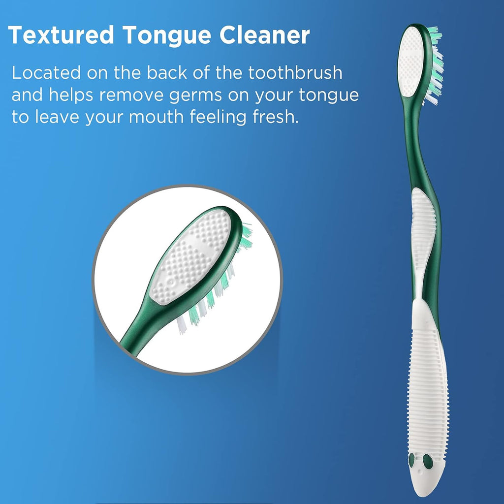 Extra Firm Adults Toothbrushes - Hard Bristles for Deep Cleaning - 6 Pack