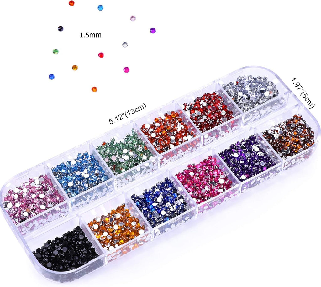 3000 pcs Flat Back Rhinestones Set for Craft & DIY Projects - Small Sizes 1.5-5mm