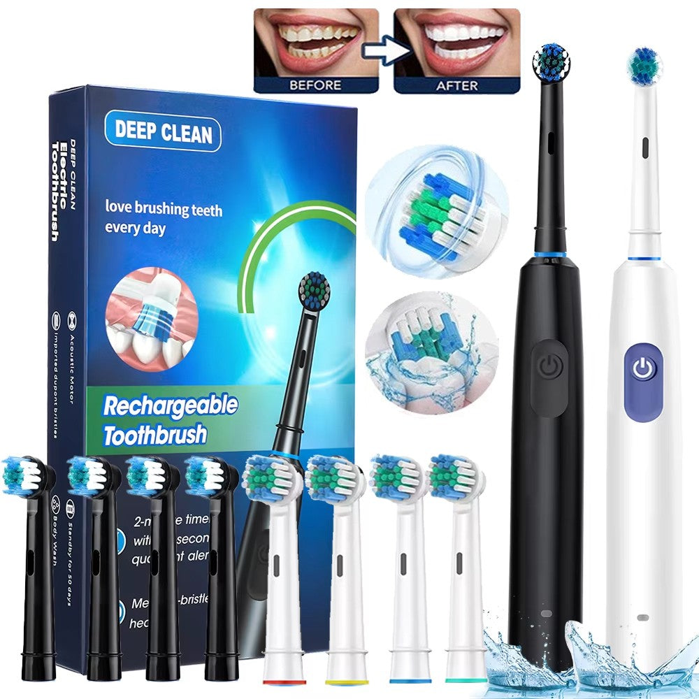 Rechargeable Electric Toothbrush with 5 Modes & 4 Brush Heads, USB Charging