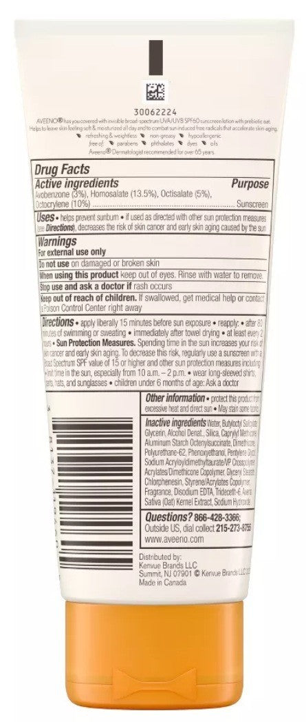Aveeno Protect + Hydrate SPF 60 Moisturizing Body Sunscreen Lotion 3 oz - Pack of 3