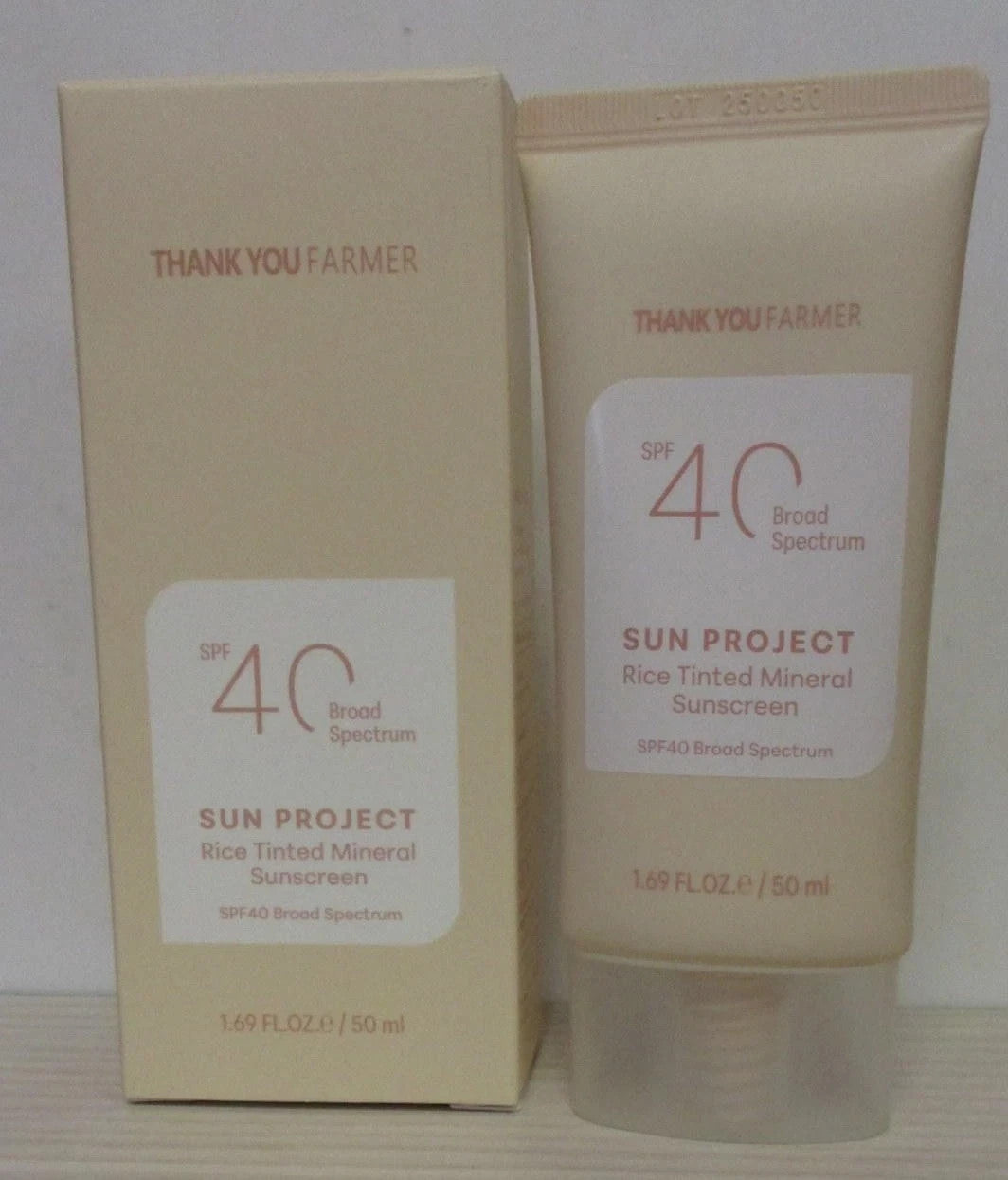 Sun Project Rice Tinted Mineral Sunscreen SPF40 - Natural Hydrating SPF for Daily Use