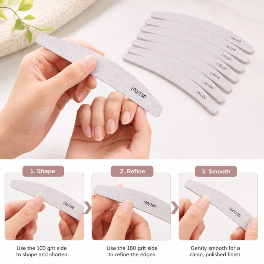 10 Pack Dual Grit Nail Files for Manicure & Pedicure - Emery Boards