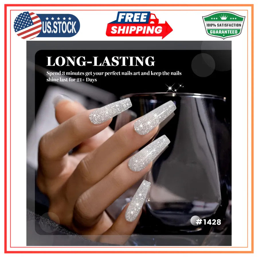 Milky White Reflective Glitter Gel Nail Polish with Diamond Effect
