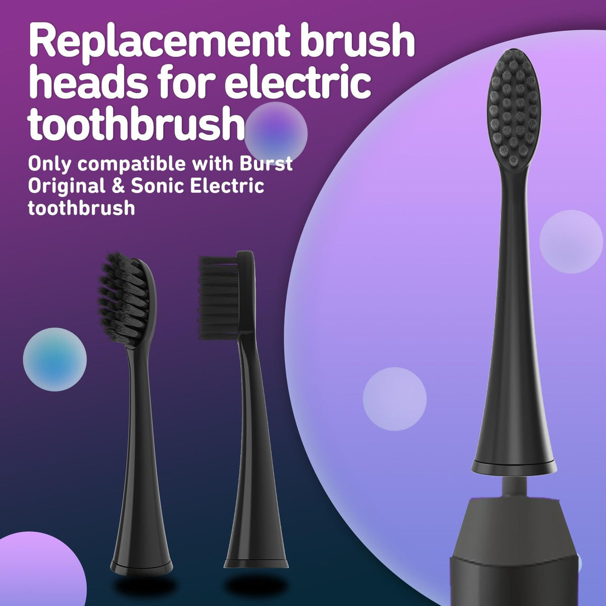 10 Pack Replacement Toothbrush Heads for Burst Electric Toothbrush - Black