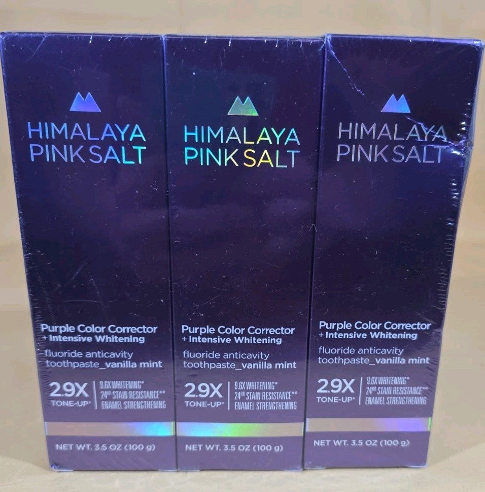 Himalayan Pink Salt Whitening Fluoride Toothpaste Vanilla Mint 3.5 oz 3 Pack