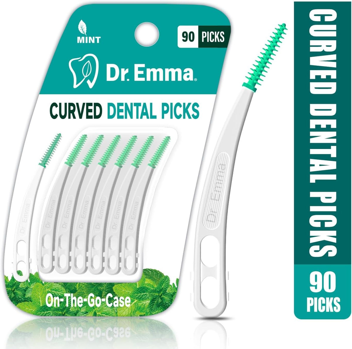 Dental Picks Mint Curved Soft Rubberized Tooth Floss Picks 90 Count