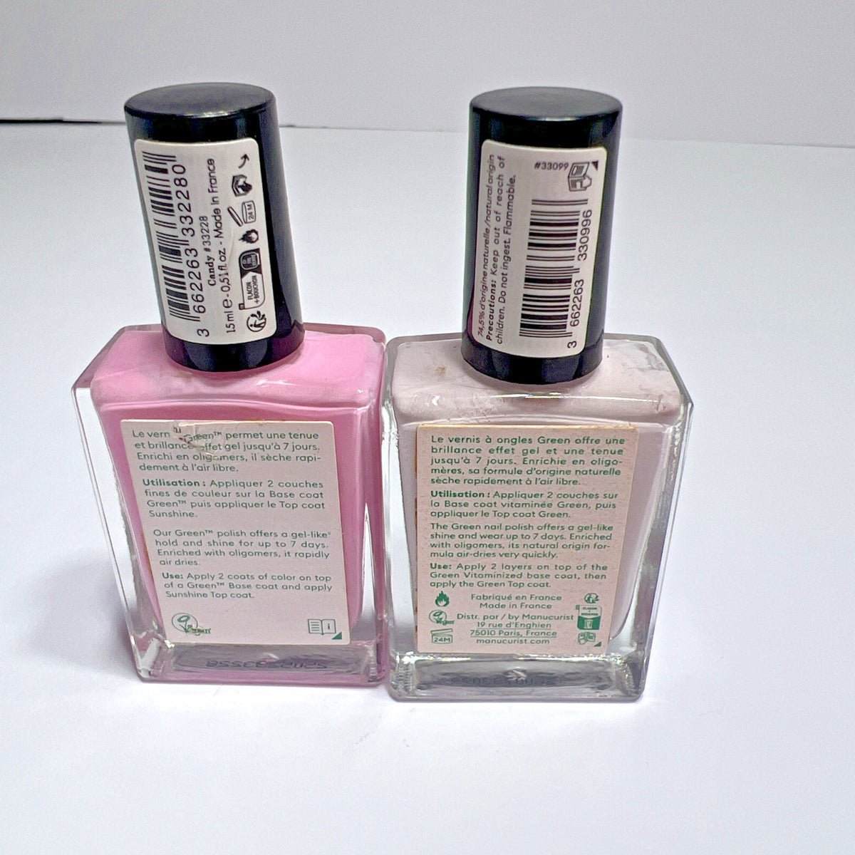 Green Nail Polish Blossom & Candy 15ml Full Size - Set of 2