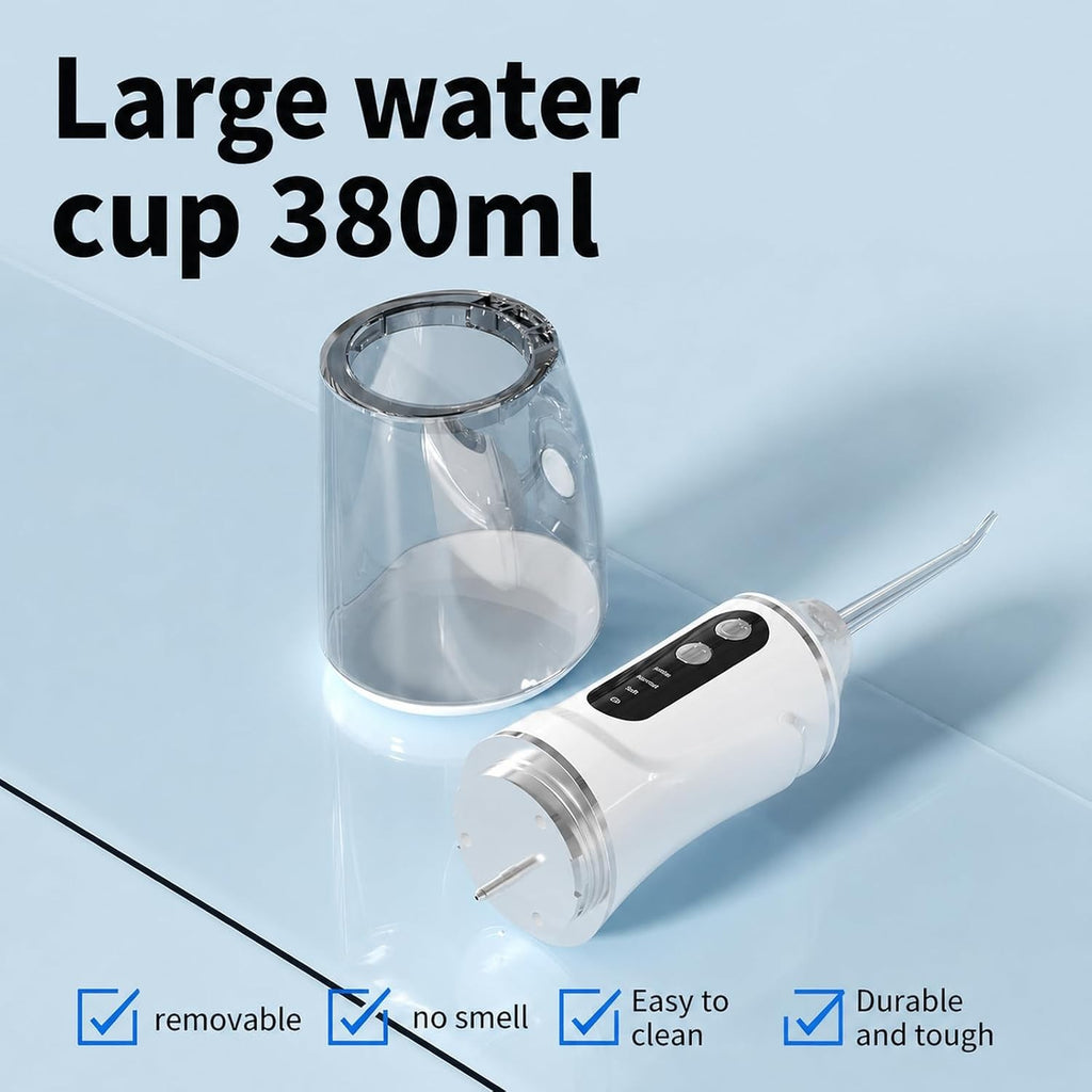 380ML Cordless Water Flosser Oral Irrigator Teeth Cleaner with 4 Tips