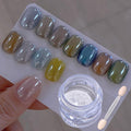 White Pearl Chrome Nail Powder for Gel Nails - Clear Glazed Donut Finish