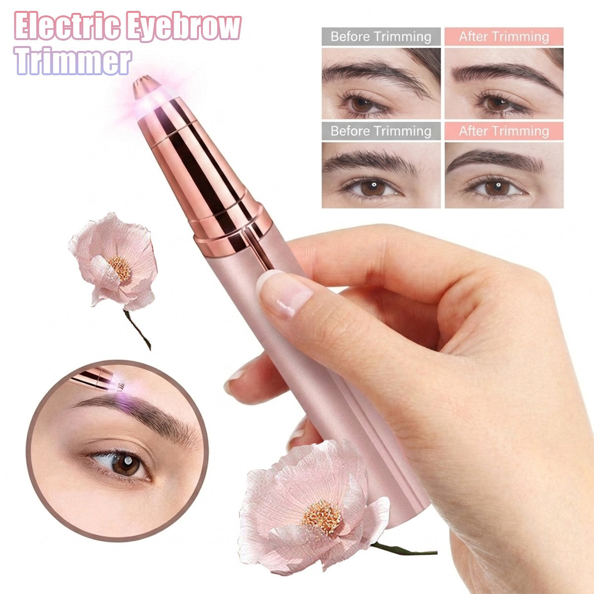Electric Eyebrow Trimmer Women Facial Hair Remover Compact Battery Operated