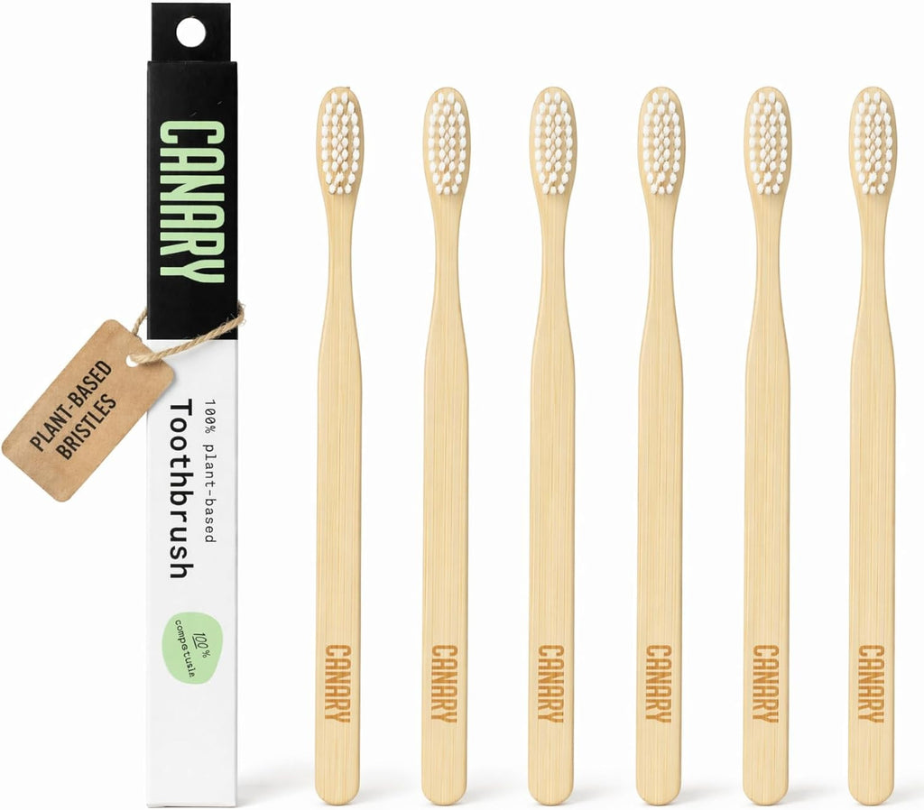 Eco-Friendly Bamboo Toothbrush Set - 6 Pack Plant-Based & Compostable Oral Care