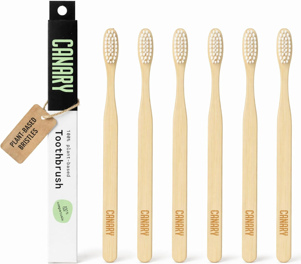 Eco-Friendly Bamboo Toothbrush Set - 6 Pack Plant-Based & Compostable Oral Care