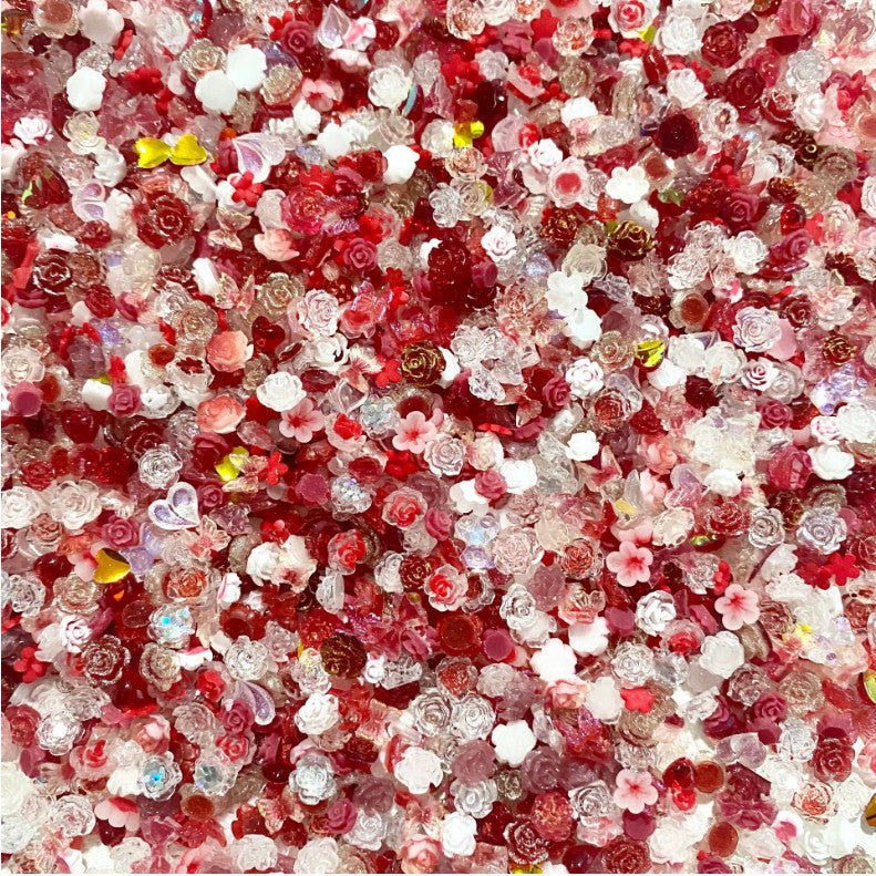 50Pcs Nail Art Charms Set – Rose, Heart, Bow & Flower Decor for DIY Nails