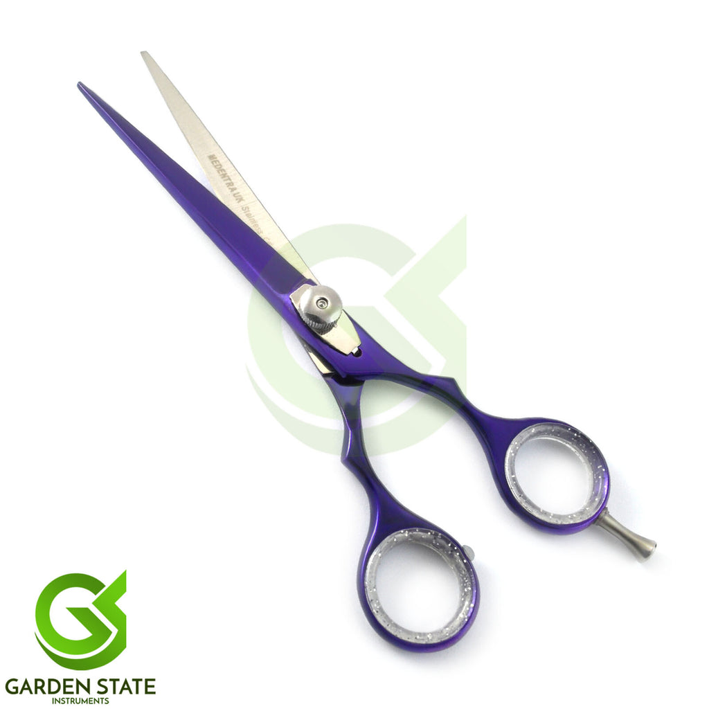 Purple Hair Cutting Scissors 6 Inch Barber Shears with Finger Rest Stainless Steel