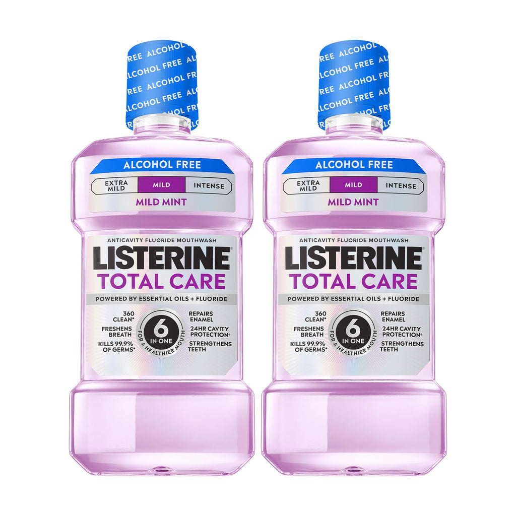 Alcohol-Free Mouthwash for Fresh Breath & Cavity Protection - 33.8 Fl Oz Pack of 2