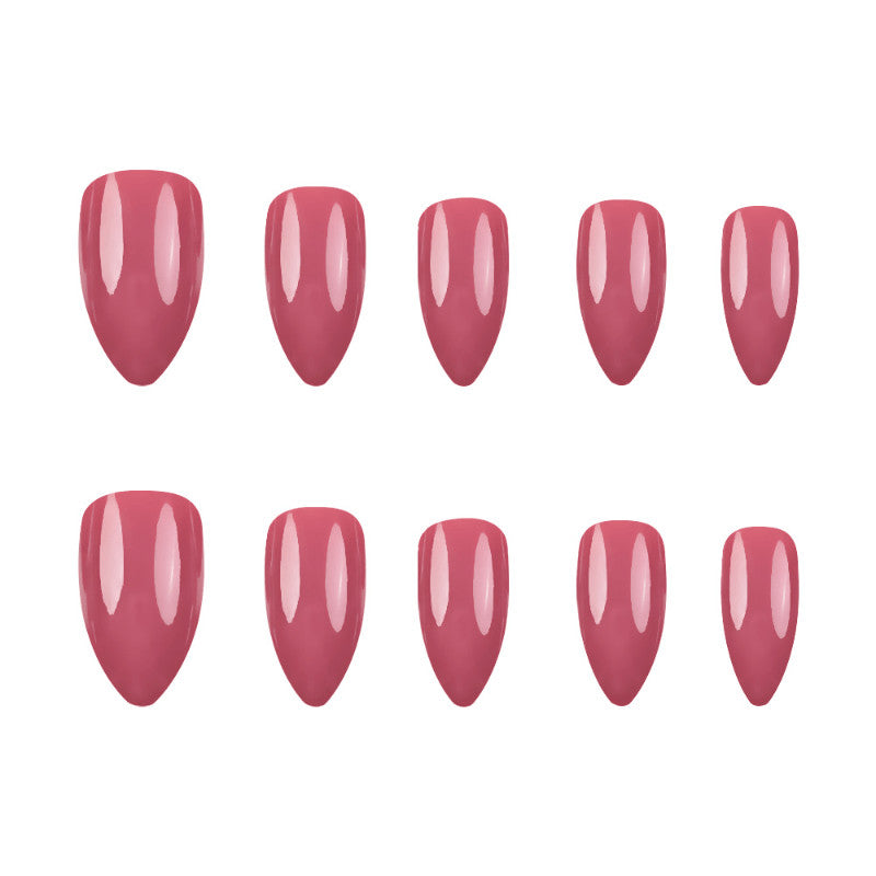 48pcs Almond Press On Nails Dusty Pink Solid Nails Elegant Glossy Manicure