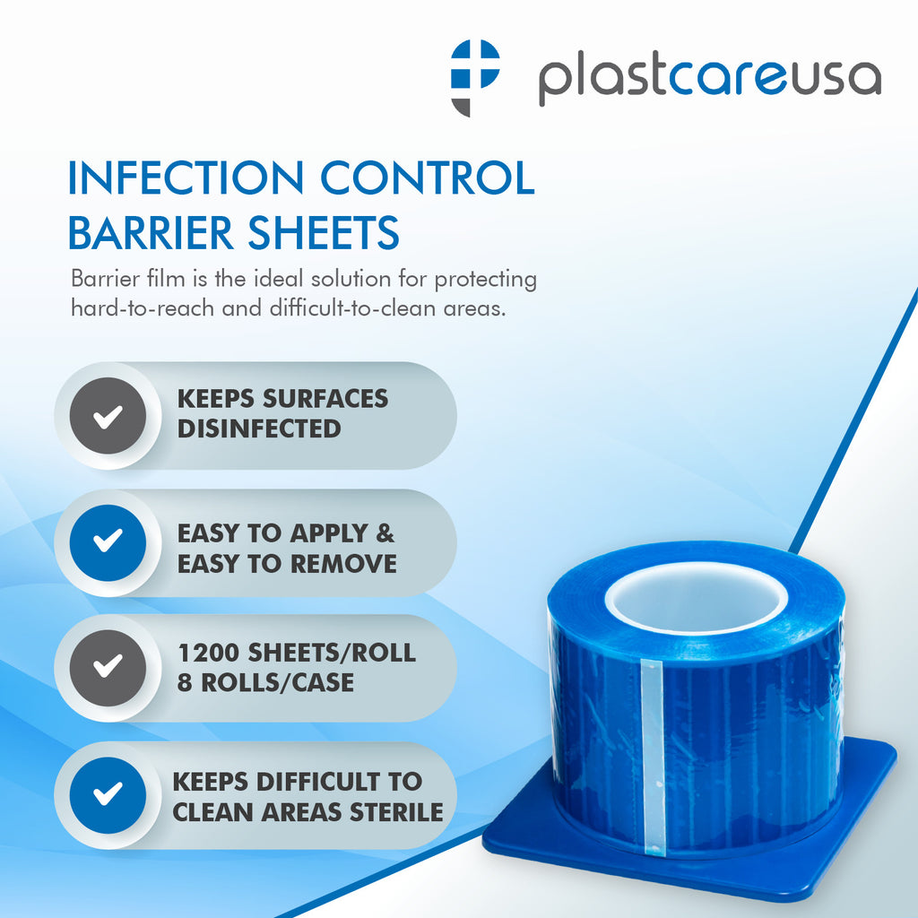 Blue Barrier Film Sheets with Adhesive Backing for Dental Use - 4" x 6" Barrier Film