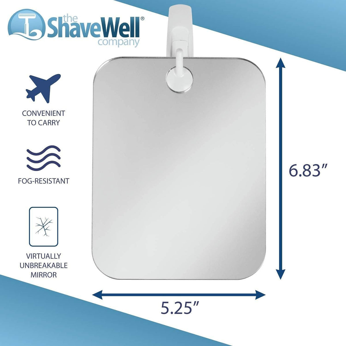Fogless Shower Mirror for Shaving & Grooming - Wall Mount, Silver