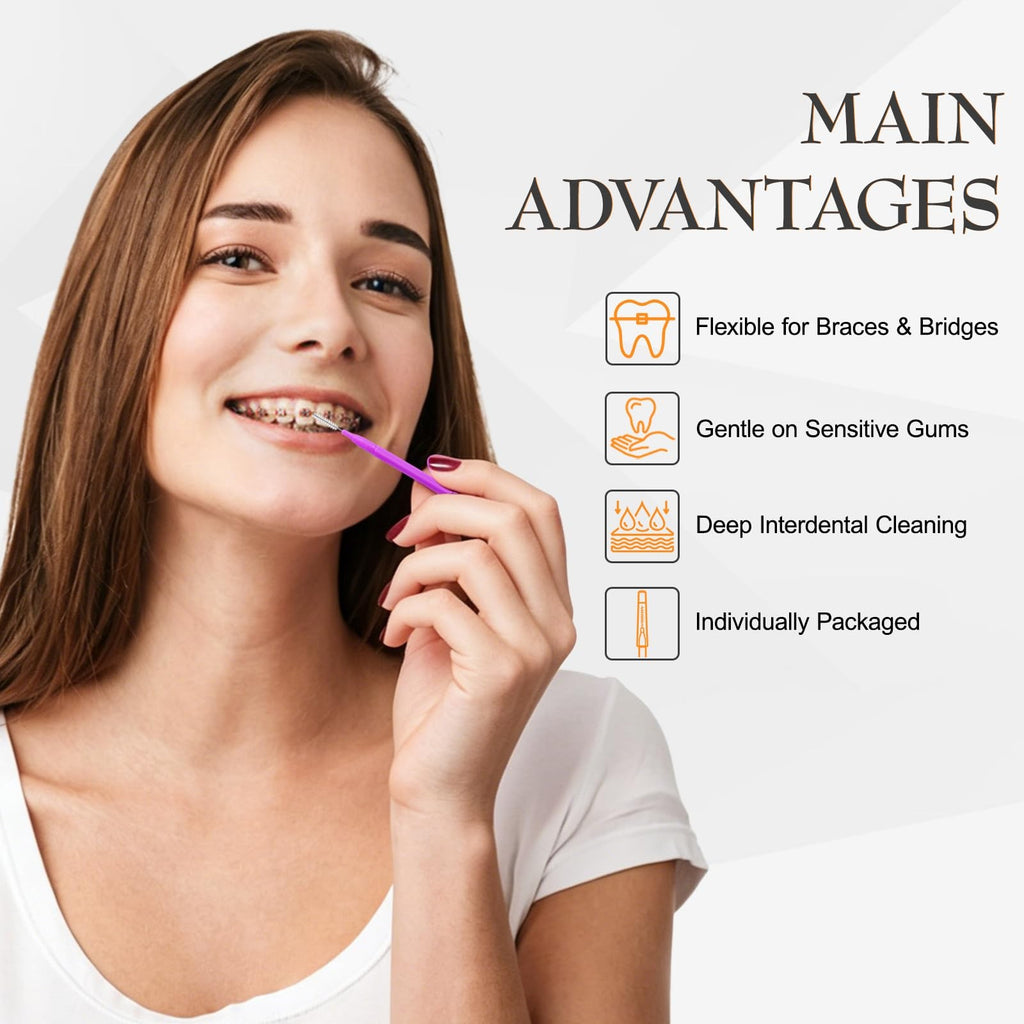 Interdental Braces Cleaning Brushes 180 Pack Soft Bristled Flossers for Oral Care